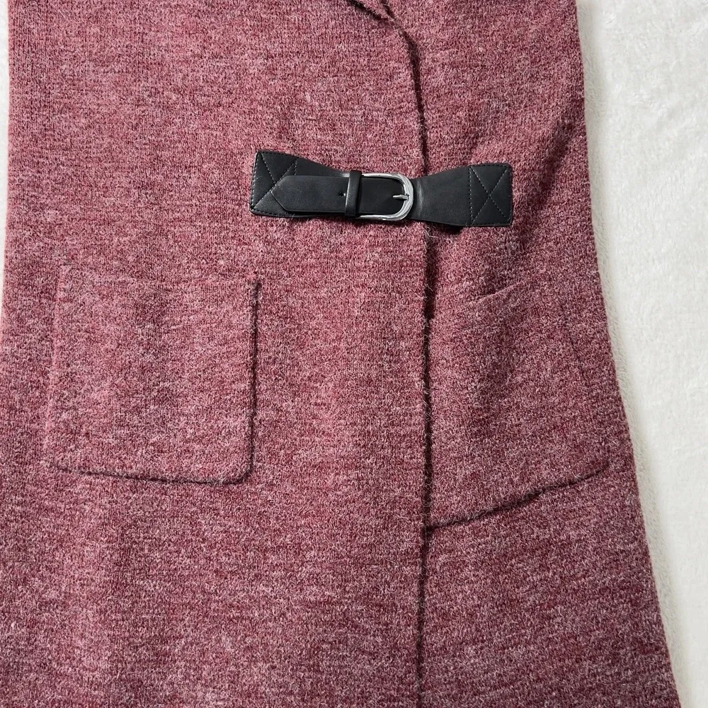 Soft Surroundings Solange Longline Belted Cardigan‎ Sweater Vest Size M Burgundy